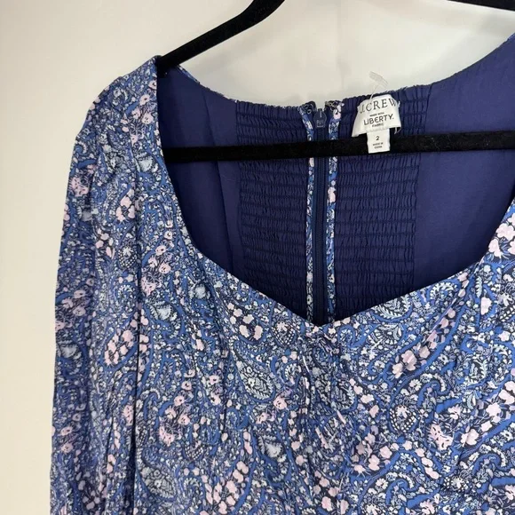 J. Crew Floral Back Zip Up Long Sleeve Mini Sleeve - Picture 3 of 4